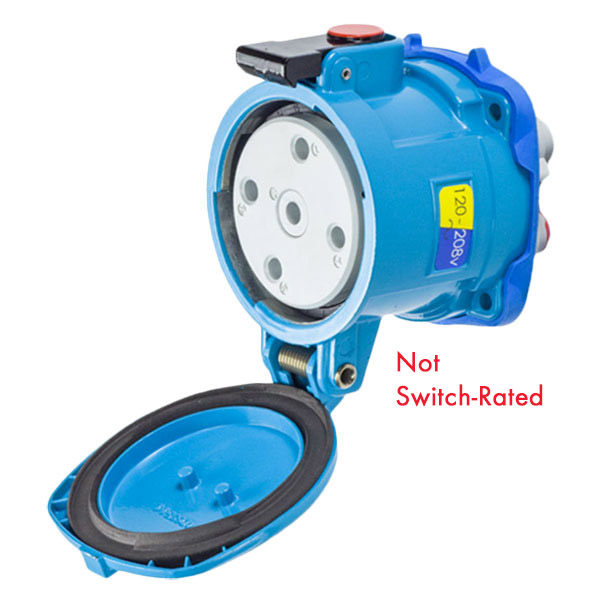 37-64167-352-4X - DS60 RECEPTACLE METAL BLUE SIZE 4 TYPE 4X 3P+N+G 60A 120/208 VAC 60 Hz NO AUX STRAIGHT INSERTION TYPE 4X WATERTIGHTNESS